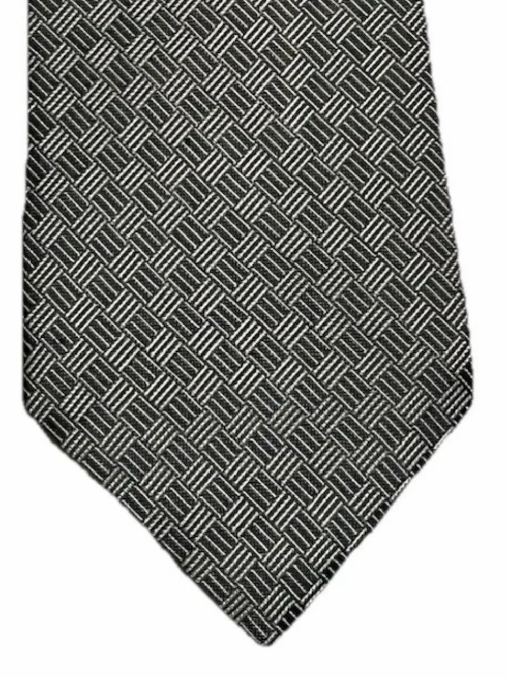 Ralph Lauren Black and Silver Basketweave Silk Tie